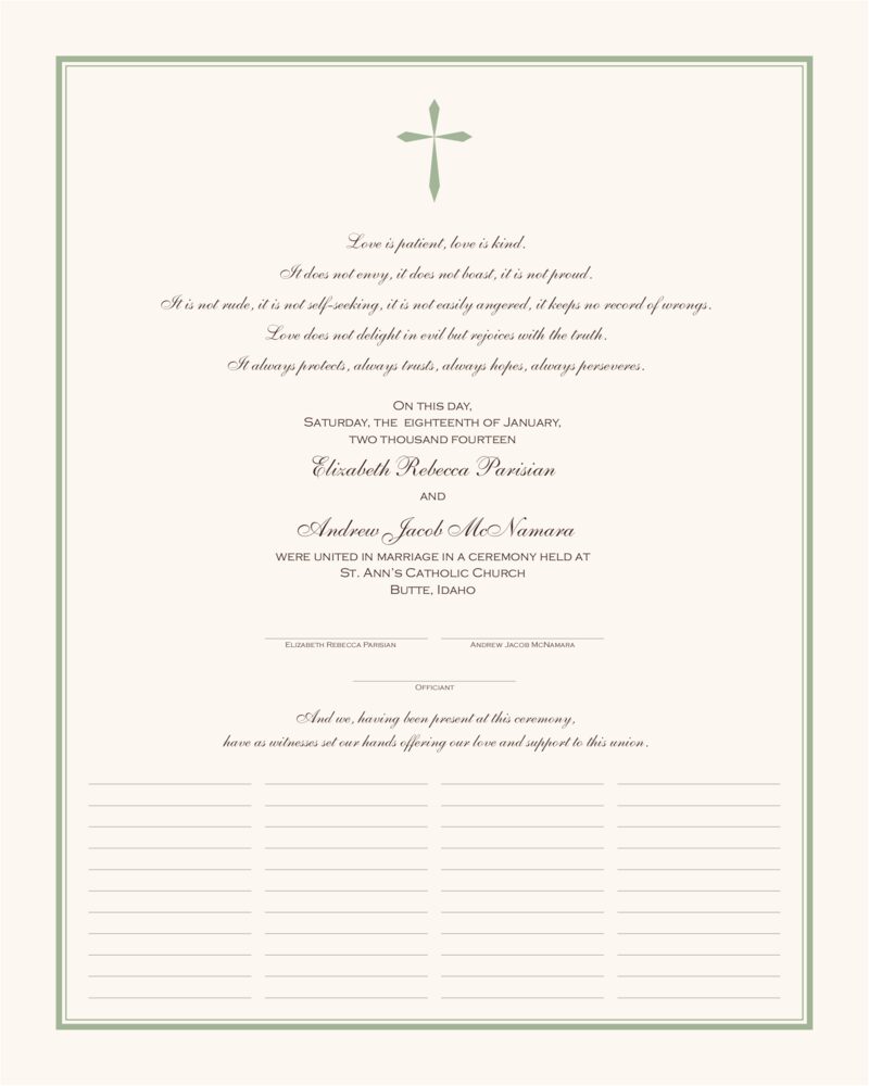 Christian Cross 02 Wedding Certificate and Marriage Document Keepsake ...